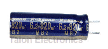   820uF  6.3V Radial Electrolytic Capacitor PC Leads