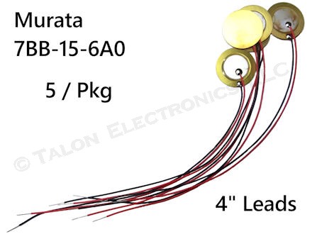 6KHz Murata Piezoelectric Sounder Element 7BB-15-6A0 (Pkg of 5)