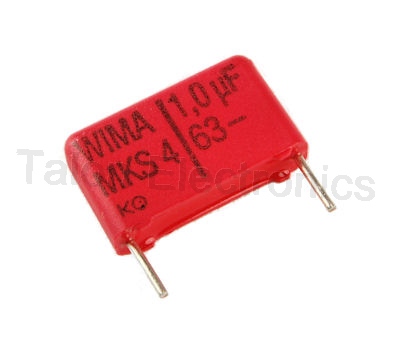  1.0uF /  63VDC WIMA MKS-4 radial film box capacitor