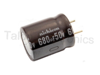   680uf  50V Radial Electrolytic Capacitor  PC Leads (Pkg of 3)