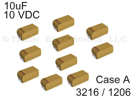  10uF 10V Surface Mount Tantalum Capacitor Case A (Pkg of 10)