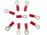 Solderless Insulated Ring Terminal for #8 Screw - Crimp - 22-18 Wire Range - 10 PACK