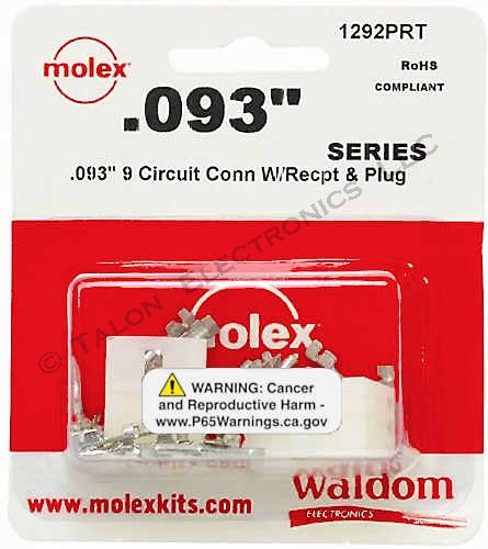Molex .093" Series 9-Circuit Connector Kit with Receptacle and Plug 1619PRT
