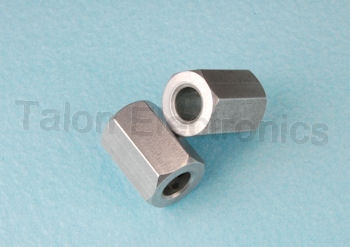 0.53" Long Hex Clear Hole Spacer, .375"