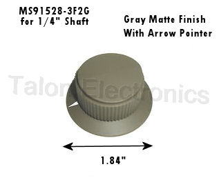  Miltary Gray Skirted Pointer Knob - Raytheon MS91528-4F2G  for 0.250" Shafts