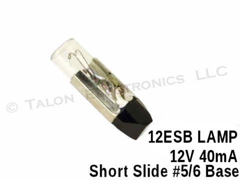   12ESB Lamp -  Short Slide Base #5/6  12V 40mA