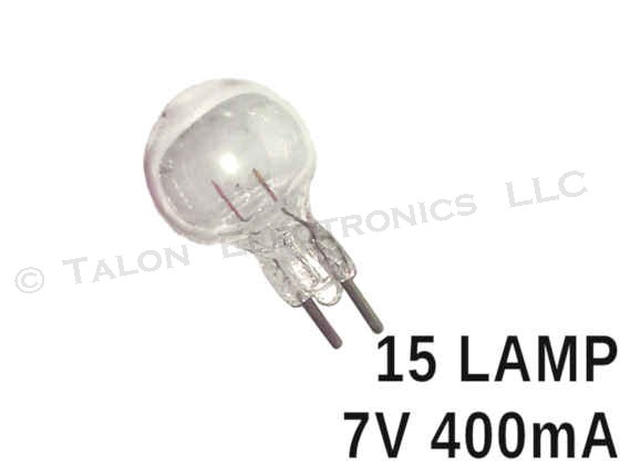   15 Lamp -  Miniature Bi-Pin Base Globe Envelope 7V 400mA