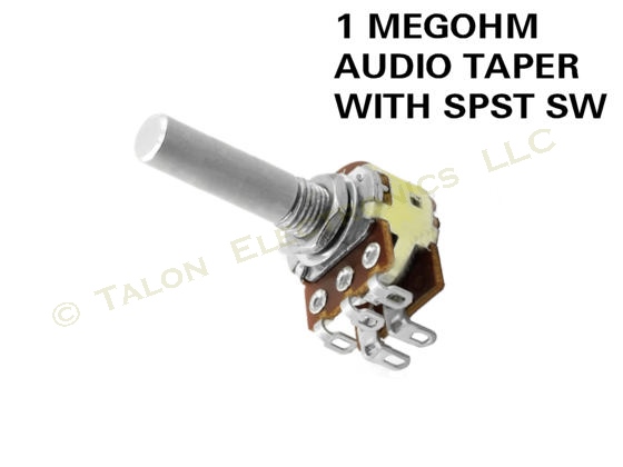 1M Ohm Audio Taper 16mm Potentiometer with SPST Switch