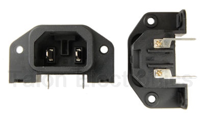 IEC 2 Pin Power Receptacle - Chassis or PC Mount (3 pack)