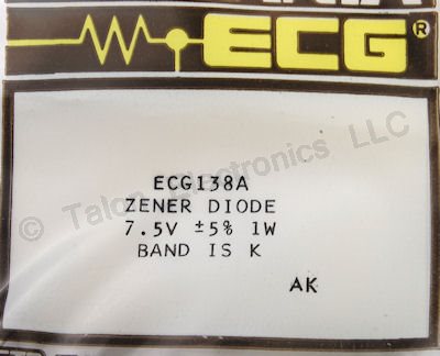  ECG138A 7.5V 1W Axial Lead Zener Diode