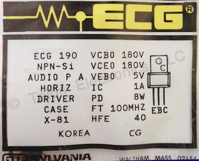  ECG190 NPN Silicon Transistor High Voltage Amp