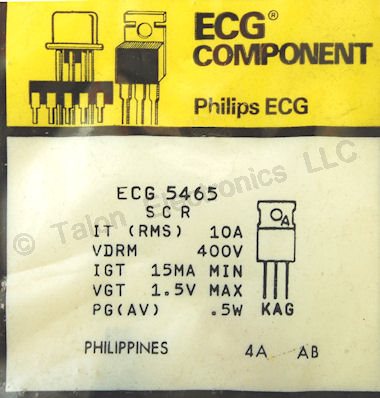 ECG5465  Silicon Controlled Rectifier 6.2A 400V