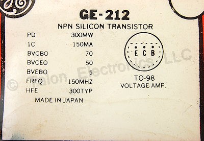 GE-212 NPN Silicon Signal Transistor