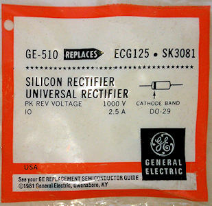     GE-510 Silicon Rectifier Diode 2.5A 1000V
