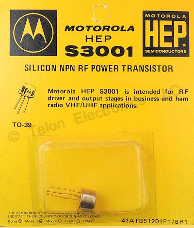 HEP-S3001 Silicon NPN RF Power Transistor - 2N3553 Equivalent