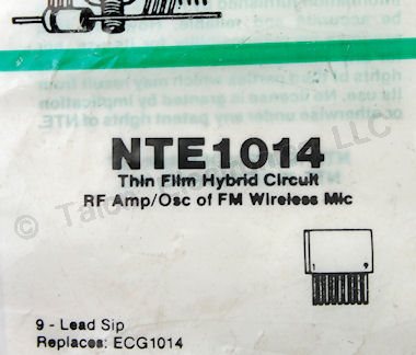 NTE1014 Wireless Mic RF Osc/Amp Integrated Circuit