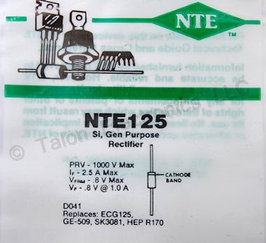    NTE125 General Purpose Rectifier 2.5A 1000V