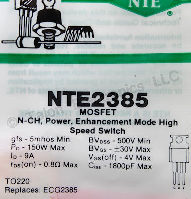 NTE2385 N–Channel MOSFET Switch 500V 9A