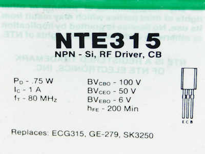   NTE315  NPN Silicon Medium Power Audio Amplifier Transistor