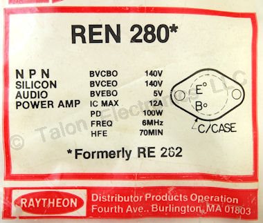 REN280 NPN Silicon Power Transistor - NTE280 Equivalent