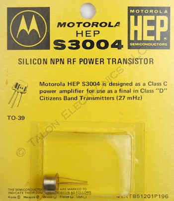HEP-S3004 NPN Silicon RF Transistor 27MHz 3.4W