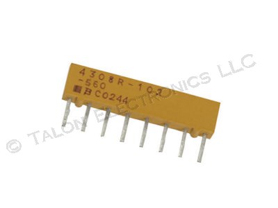     56 ohm 8 Pin SIP Isolated Resistor Network Bourns 4308R-102-560