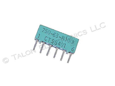 100K ohm 6 Pin SIP Isolated Resistor Network CTS 750-63-R100K