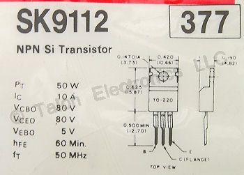  SK9112 NPN Silicon Transistor - NTE377 Equivalent