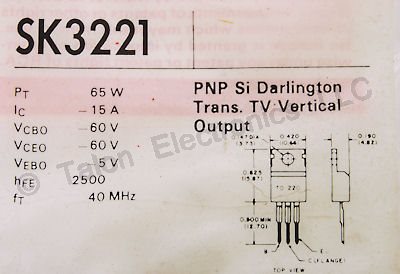   SK3221 PNP Silicon Power Transistor  NTE 264 Equiv