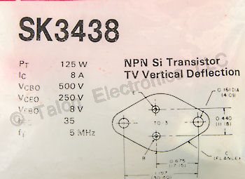   SK3438 NPN Silicon Power Transistor 250V 125W 8A