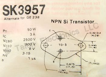   SK3957 NPN Silicon Power Transistor 900V 3A