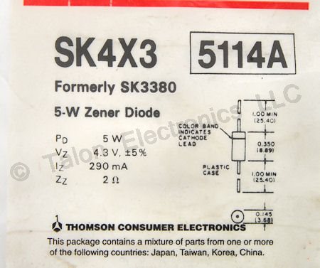      SK4X3 4.3V 5 Watt Zener Diode