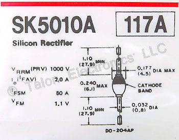   SK5010A 1000V  2A  Rectifier - NTE117A Equiv