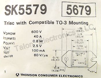   SK5579 Triac  600V 40A - NTE5679 Equivalent