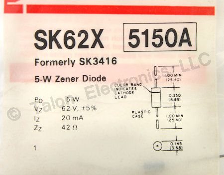    SK62X 62 Volt 5 Watt Zener Diode