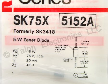     SK75X 75V 5W Axial Zener Diode