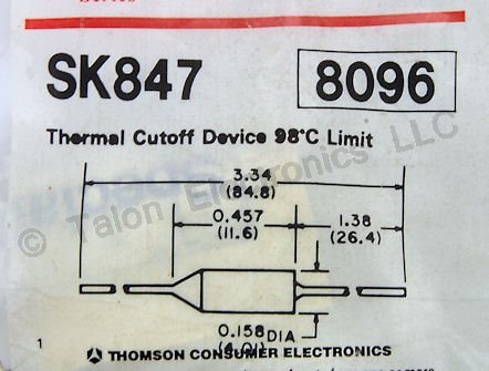     98 Degree Thermal Fuse -  SK847 -  NTE8096 Equivalent
