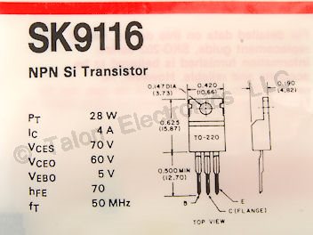  SK9116 NPN Silicon Power Transistor 60V, 4A, 30W