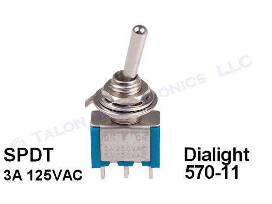 SPDT ON-ON Miniature Toggle Switch Dialight 570-11