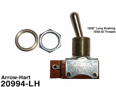 SPST ON-OFF Panel Mount Toggle Switch - Arrow Hart 20994-LH