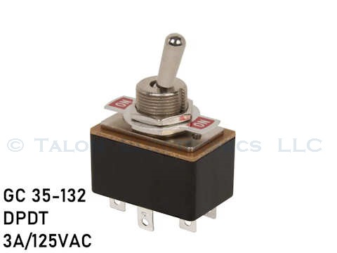 DPDT ON-ON Panel Mount Toggle Switch  GC 35-132 3A/125VAC