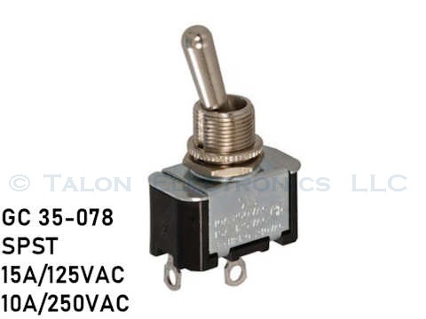   SPST ON-OFF Panel Mount Toggle Switch GC 35-078 15A