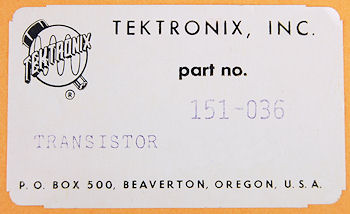 151-0036-00 Tektronix Transistor