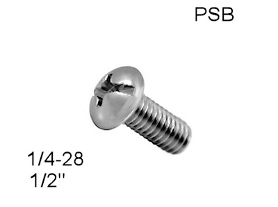 Marathon PSB 1/4-28 x 0.50" Phil-Slot Nickel Plated Brass Screw (Pkg of 3)