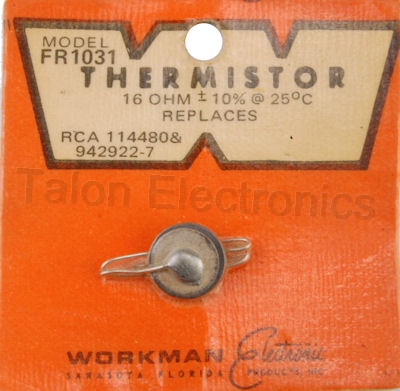 Workman FR1031 Disc Thermistor 16 Ohms @ 25°C