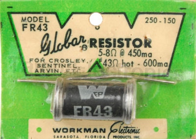   Workman FR43  Globar Resistor 600mA for Filament Ckts