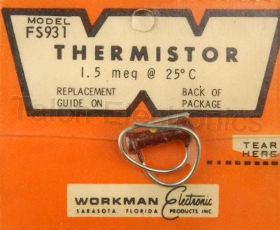 Workman FS931 Thermistor  1.5 Meg Ohms @ 25°C