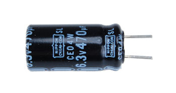   470uF  6.3V Radial Capacitor - PC Leads - (Pkg of 6)