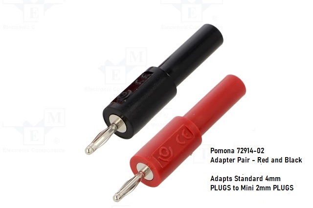 Miniature Banana Plug Adapter Pair - Red and Black  /  Pomona 72914-02
