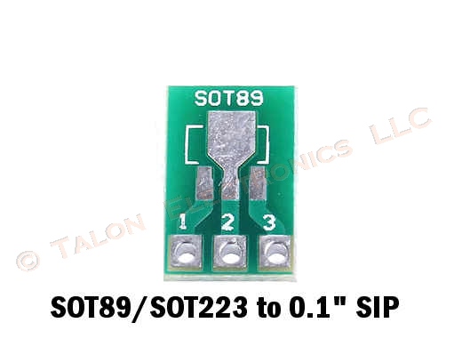   SOT89 and SOT223 to SIP Adapter PCB  - 0.1" Centers for Breadboard and Prototyping